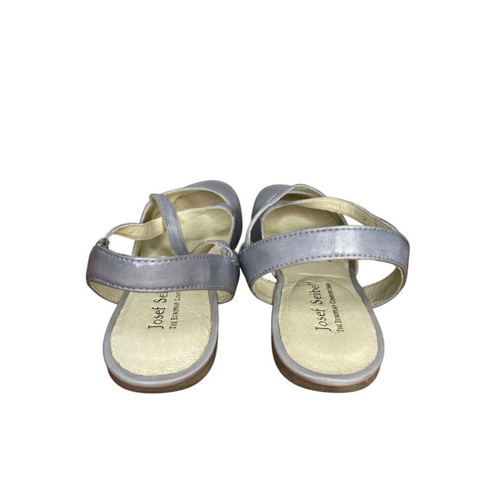 Josef Seibel Fiona 13 Light Blue Grey Leather Flats Cross-Strap & Slingback 37/6 - Picture 5 of 8